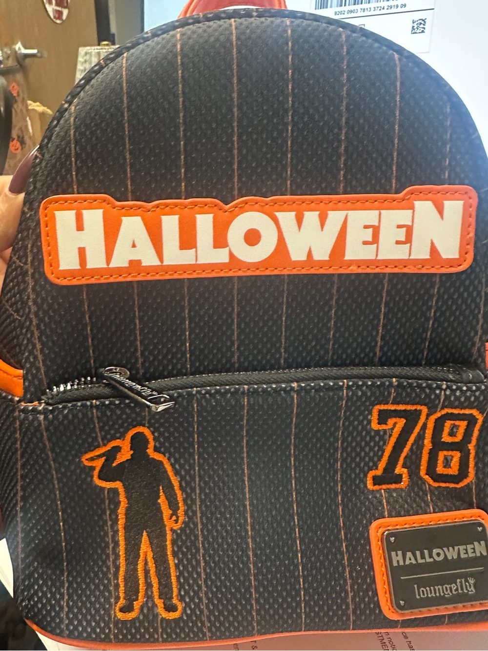 Loungefly Black and Orange Halloween Patch Backpack